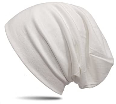 WANSSY® Damen Herren Unisex Uni Farbe Beanie Fashion schlicht ohne Muster Einheitshröße elastisch für M-XXL Kopfbedeckung Schutz vor der Sonne (Weiß)