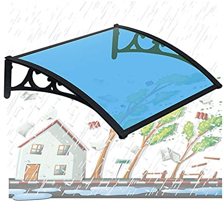 HJLKDYM Vordach Haustür Türdach Überdachung,draussen Blau Durchscheinend Polycarbonat Sonne Schattenspender, Skalierbar Terrasse Vorbau Abdeckung Pro Gang Tür (Größe : 80x80cm/31.50x31.50in)