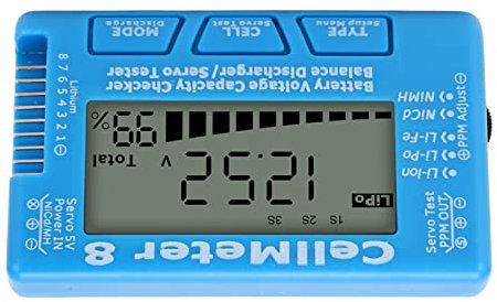 Digital Battery Capacity Checker Tester Detector Battery Balance Discharger Servo Tester Smart Battery RC Car Checker for LiPo(Blue) Instrumentation