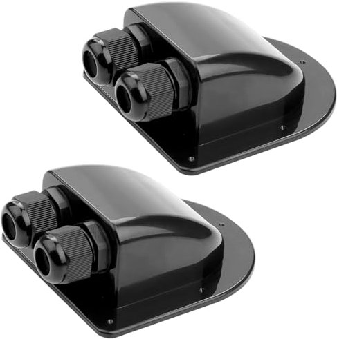 Mbsomnus 2 Piezas Glándula de Techo para Caravana IP68 Pasamuros Pasacables Impermeable con ABS Doble Negro para Instalación Solar Autocaravanas Completo Camperizar Furgoneta Claraboya Techo