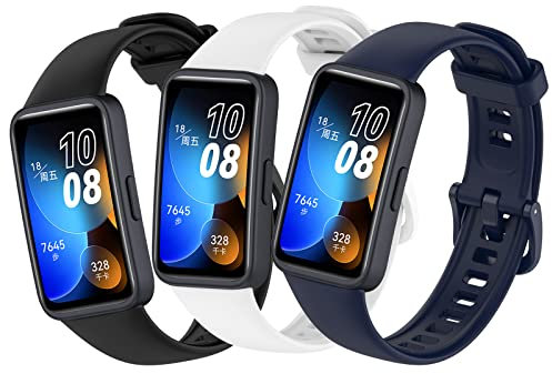 MIJOBS 3 PCS Cinturini Compatibile con Huawei Band 8/9 / 10 Cinturino di Ricambio per Orologio Intelligente, Braccialetto Sportivo, Bracciale in Silicone, Bracciali a Sgancio Rapido