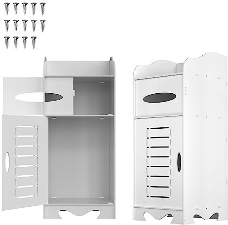 ANSIMIDA Bathroom Floor Cabinet 60X26X26cm Bathroom Storage Units With Open Storage Shelf Cupboard Free Standing Wooden Cabinet Storage Unit for Bedroom