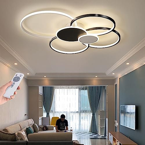 LED Deckenlampe Dimmbar Modern Deckenleuchte Wohnzimmer Deckenlicht Mit Fernbedienung Acryl Lampenschirm Einstellbar Lichtfarbe/Helligkeit Schlafzimmerlampe Restaurant Beleuchtung ( Color : Schwarz ,