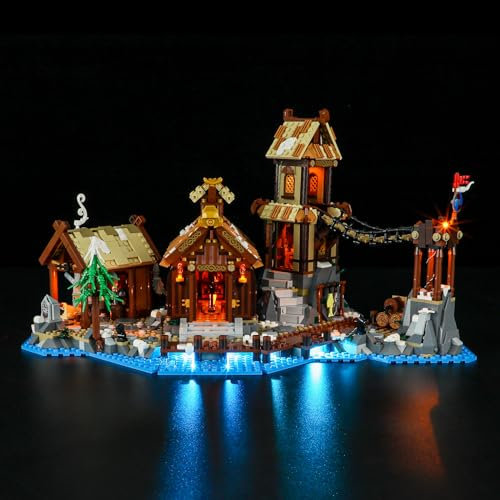 BRIKSMAX 21343 Led Licht für Lego Wikingerdorf - Compatible with Lego Ideas Bausteinen Modell - Ohne Lego Set
