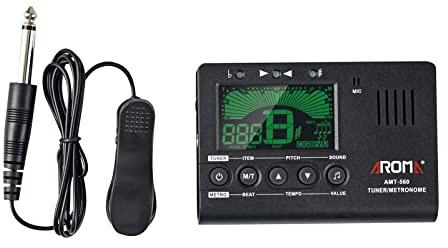 Elektrisches Stimmgerät, AMT-560, elektrisches Stimmgerät und Metronom, integriertes Mikrofon mit Tonabnehmerkabel, 6,3 mm, für Gitarre, chromatischer Bass, Violine, Ukulele, universell tragbar