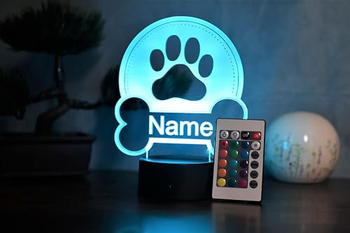 Optechvisual Personalisierte Hunde LED Lampe als Andenken Geschenk für Hundemenschen & Haustierliebhaber