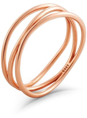 HAISWET Sterling Silver Celtic Knot Ring Band Rose Gold Color for Women Girls Size Q