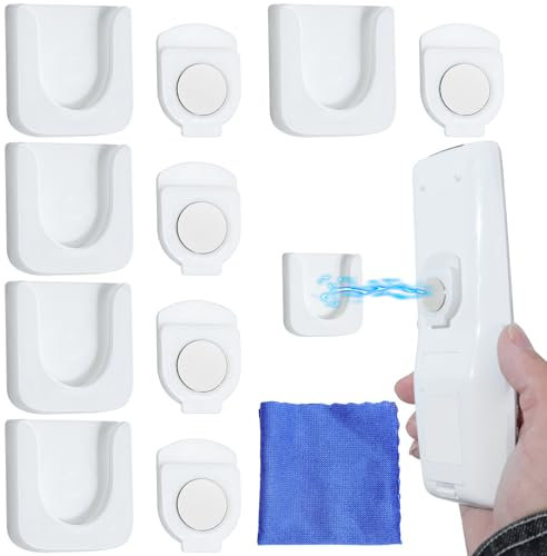 BFHRHF 6 Stück Fernbedienungshalter, Magnetische Fernbedienungshalter, Wandhalterung Fernbedienung, Bringen Sie ein Reinigungstuch mit Schlitzdesign Fernbedienungshalter für Home Office Schule (Weiß)