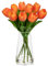 Hollyone 9 Stück Künstliche Tulpen Blumen in Glasvase mit Faux Wasser, 36cm Gefälschte Tulpe Wie Echt, Real Touch Orange Tulip Frühling Blumen für Tischdeko Haus Hochzeit Dekoration