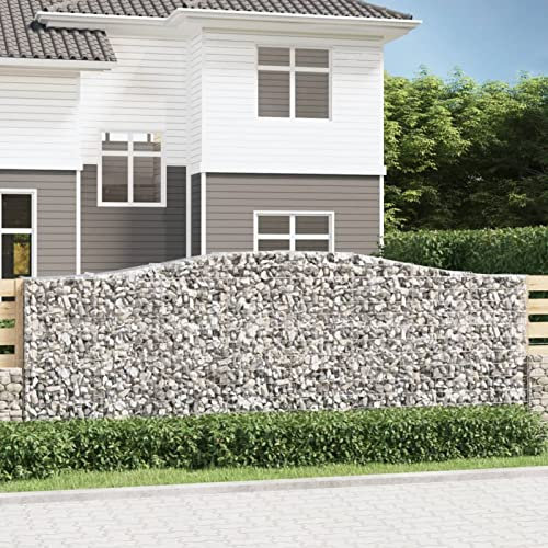 Chaduof Gabionen mit Hochbogen 5 STK Gabionenkörbe, Gabionen Hochbeet, Steinkorb, Gabionengitter, Kräuterspirale Für Garten, Drahtkorb Für Pflanzen, 400x50x140/160cm Verzinktes Eisen