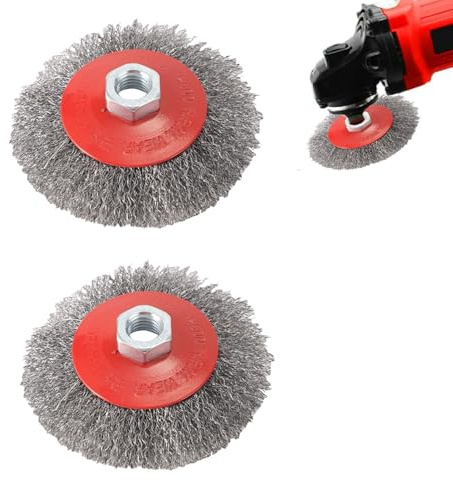 2 Stück Drahtbürste für Bohrmaschine, 100mm Drahtbürste für Winkelschleifer Drahtbürste Flex Winkelschleifer Zubehör mit M14 Modelle für Bohrmaschine Polier, Schleifen, Entrosten, Entgraten (A)