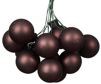 Kaemingk Weihnachtskugeln am Draht Glas 2cm x 12 Stück Spiegelbeeren Matt - kleine Dekokugeln - Christbaumschmuck & Weihnachtsdeko - Schwarze Trüffel
