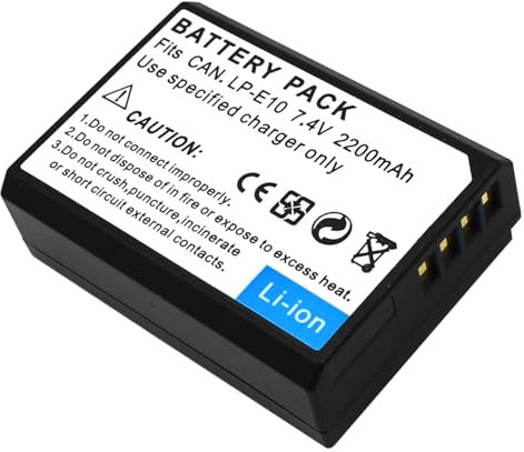 YUEFANSEN LP-E10 Lithium-Ion Battery Pack 2200Amh Compatible with Canon EOS Rebel T3, T5, T6, T7, Kiss X50, Kiss X70, EOS 1100D, EOS 1200D, EOS 1300D, EOS 2000D Digital Camera