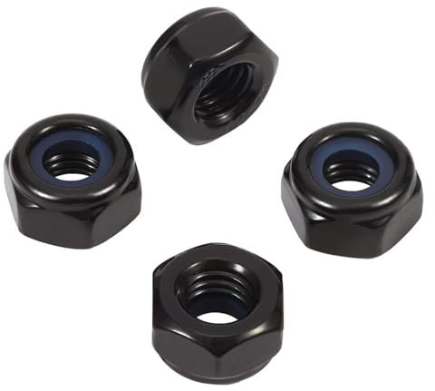 Ronoza DIN 985 Sechskantmuttern M3, 50 Stück Sicherungsmuttern 304 Edelstahl A2 V2A M3 Muttern, Selbstsichernde Muttern, Stoppmuttern(Schwarz)