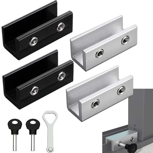 4 Piezas Cierre Ventana Corredera WISIRENT, Seguridad Ventanas Correderas Cerradura Puerta Corredera, Tope Puerta Corredera Ajustable Seguridad Ventanas Correderas para Dormitorio, Sala de Estar