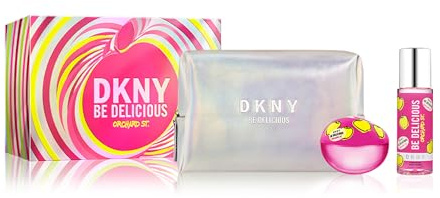 DKNY Be Delicious Orchard St by Donna Karan for Women - 3 Pc Gift Set 3.4oz EDP Spray, 4.2oz Fragrance Mist, Pouch