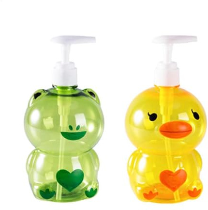 2 Stück Seifenspender Kinder Plastik, Pumpflasche 250/500ml Kunststoff, Frosch Seifenspender Kinder, Shampoo Spender Pumpflasche Kunststoff, Lotionspender Für Dusch Shampoo Spülung Badezimmer