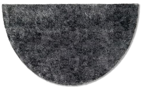 Astra Flauschige Sauberlaufmatte weich - Pure & Soft - Dunkelgrau halbrund 62x104cm - Waschbarer Küchenteppich innen - Türmatte strapazierfähig - Teppich