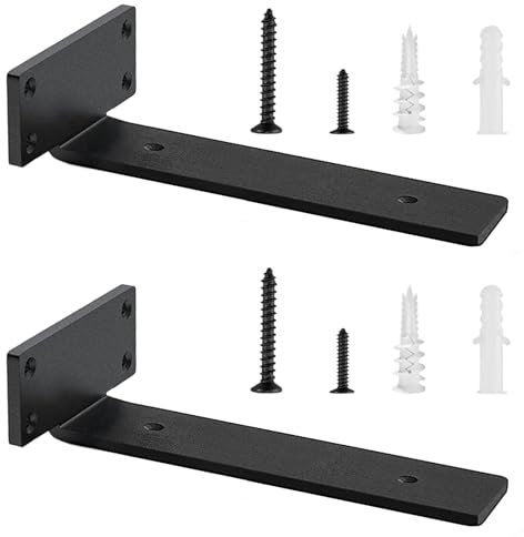 2 Pezzi Staffe per Mensole Pesanti, Reggi Mensola da Muro, Reggimensola Legno, Supporto Mensola per Mensole Da Appendere Alla Parete (Nero, 30 cm)