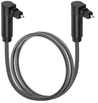 GELRHONR Optical Audio Cable, Right Angle Toslink Optical Cable, 90 Degree Digital Fiber Optic Cord for Sound Bar, TV, Home Theater, Game Console(1M/3.28Ft)