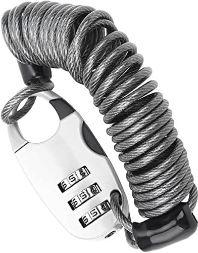 Safety Steel Cable Lock,Portable Helmet Lock with Password Bicycle Helmet Steel Cable Lock Mountain Bike,Road Buggy Motorcycle Lock Cycling Locks (Grey 90cm)