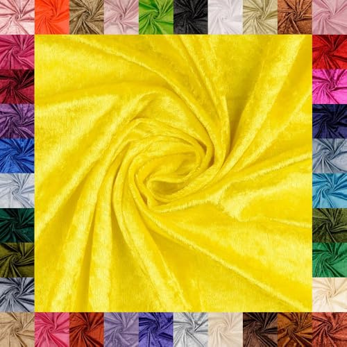 fingsi Mats Pannesamt Stoff – Coupon – edler glänzender Stretch Stoff – 145 cm breit – Dekostoff – Kostüme – Bühne – Vorhänge – Bekleidung – Möbel (14. Gelb 1,0m)