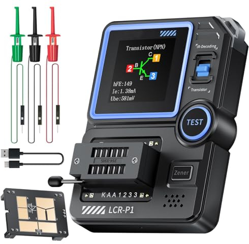 Fasizi Multifunktions-Transistortester: MOSFET, Kondensator, SMD-Elektronikkomponententester für Diode, Triode, ESR, NPN, PNP – LCR-Meter mit Anti-Burn-Funktion