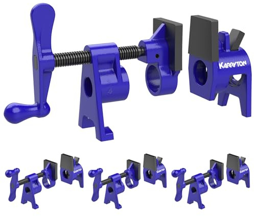 KARRYTON 3/4 Inch Heavy Duty Pipe Clamps for Woodworking, H-Style Wood Gluing Clamps w/Foot Pads, Adjustable Pipe Clamp Tool for Furniture, Cabinet Making & DIY Projects (Set of 4)