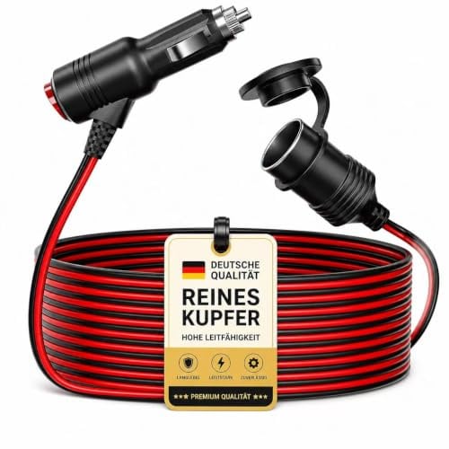 RGBer®12V Zigarettenanzünder Verlängerungskabel mit Schalter | Kfz Adapter Stecker auf Buchse, Zigarettenanzünder Verlängerung für Auto Kühlbox , Wohnmobil & Camping