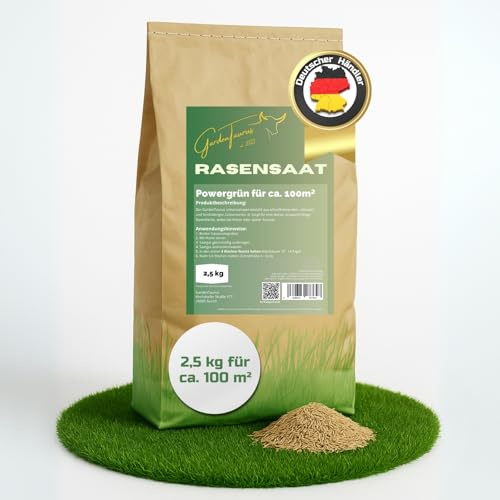 GardenTaurus - Powergrün, Universalrasen für 200 m², Sattes Grün - dichter Rasen - schnell & zuverlässig, 5 kg