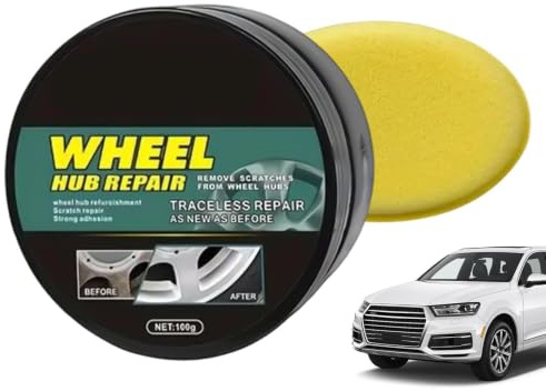 Kit Riparazione Cerchi - Pasta Rimozione Graffiti da 50 g per Cerchioni,Soluzione Detailing Auto con Spugna per Eliminare Swirl - Ripristina Cerchi in Lega