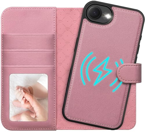 CoolGadget 2in1 Klapphülle für iPhone 16e Magnetisch, Leder Wallet Rosegold | abnehmbare Hülle kompatibel mit MagSafe, 3 Kartenfächer mit RFID Schutz, PU Leder Klapptasche, Standfunktion