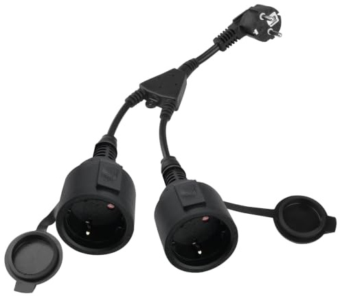 16A Câble de Prolongation Extérieur avec 2 Prises Schuko IP44 | 250V Étanche Multiprise avec Deux Prise Schuko Prolongation pour Jardin Terrasse Bureau Câble Flexible Sécurisé de Protection