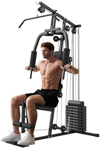 HOMCOM Multi Gym with Weights, Multifunction Home Gym Machine with 45kg Weight Stack for Full Body Workout and Strength Training