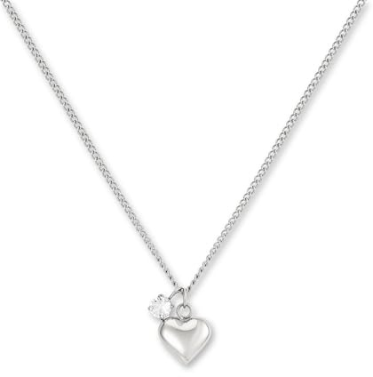 GD GOOD.designs Herzkette mit Zirkonia Kettenanhänger | Elegante Kette aus 316L Edelstahl in 18K Gold, Roségold oder Silber | Verstellbare Halskette für Damen (42-47 cm)