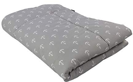 Puckdaddy Greta | Krabbeldecke | 140x100 cm | Grau | Anker Muster | 100% Baumwolle | Oeko-TEX geprüft | waschmaschinengeeignet