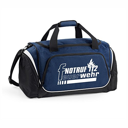 Hochwertige Feuerwehr Sporttasche - 62x32x30cm - 55 Liter - Tasche - Umhängetasche - Fitnessbag - Bag - Tragetasche - Reisetasche - Rettungsdienst - THW - Sportbag (Navy Blau)