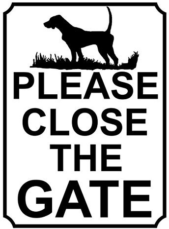 SHAWPRINT PLEASE CLOSE THE GATE METAL SIGN DOG THEME 200MM X 150MM (13H1) (6 x 4 (150MM X 115MM))