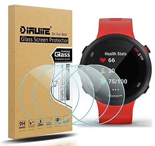 Diruite Suoman - Juego de 4 Protectores de Pantalla para Garmin Forerunner 45 / 45S (Cristal Templado para Garmin Forerunner 45S / 45, dureza 2.5D 9H, antiarañazos)