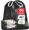 Stella Sustainable Black Bin Bags - Heavy Duty Bin Liners 40 Pcs Drawstring Closure 35l 60l 120l Ideal For Indoor Outdoor Use Versatile Black Refuse Bags For Easy Disposal