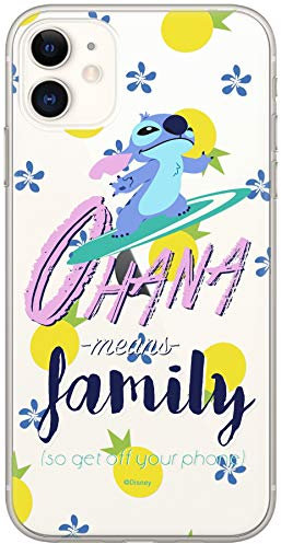 ERT GROUP mobile phone case for Apple Iphone 11 original and officially Licensed Disney pattern Stitch 004 optimally adapted to the shape of the mobile phone, with glitter overflow effect
