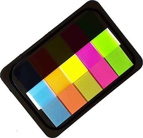 Fluorescent Sticky Note Strips, Page Markers, Self Adhesive Index Flags, Tabs (5 Strips)