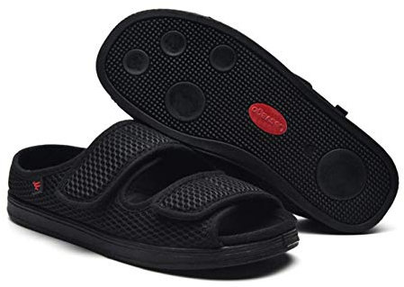 Nwarmsouth Réglable Orthopédique Chaussures,Pantoufles diabétiques réglables, Chaussons de Femmes Enceintes Pieds enflés-41_Black,Chaussures oedème Respirants