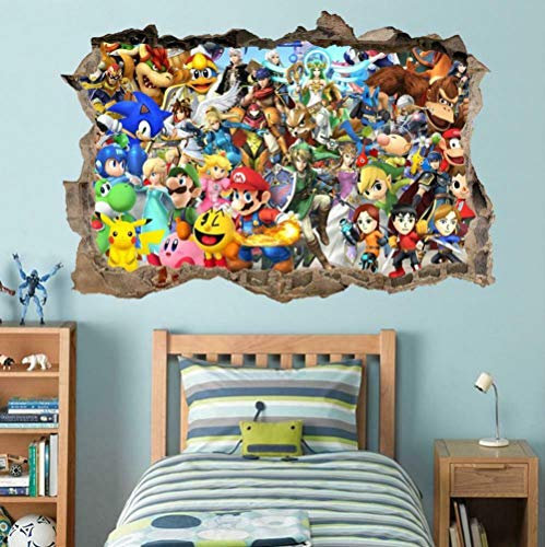 HUJL Wandtattoo Super Smash Bros Smashed Wandtattoo Grafik Wandaufkleber Kunst Wandbild