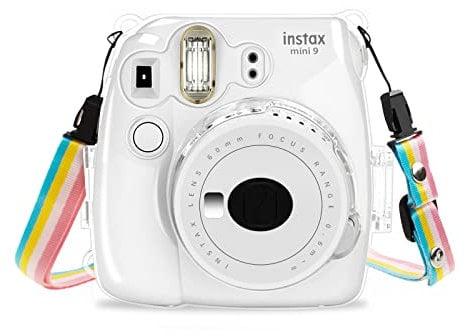 MUZIRI KINOKOO Protective Case for Fuji Instax Mini 8/Mini 8+/Mini 9, Transparent Case Crystal Clear Hard Cover Compatible with Fujifilm Instax Mini 9 Mini 8 Mini 8+, with Adjustable Strap