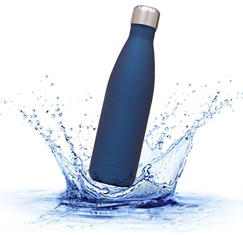 Sprengers – Trinkflasche aus Edelstahl – auslaufsichere & thermoisolierte Wasserflasche hält Getränke bis zu 18 Stunden warm oder kalt – Wasserflasche für Kohlensäure geeignet (Blau, 1 l)