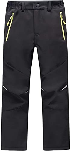 YUSHOW Waterproof Trousers Kids Softshell Pants with Fleece Lined Boys | Girls Outdoor Hiking Trouser for Winter Skiing Holidays & Snowboarding