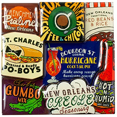 New Orleans Kühlschrankmagnet, Iconic Food Logos Design, Souvenir, 3D-Kühlschrankmagnet
