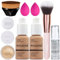 PHOERA Foundation,PHOERA Primer, PHOERA Puder,Concealer Cover Flüssigmatt Full Coverage, Make Up Foundation Pinsel and Puder Pinsel, Make up Schwamm Set (2 PCS #105 Sand)