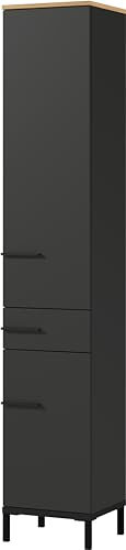 Germania Hochschrank GW-Yonkers, in Graphit/Navarra-Eiche-Nb., mit Türdämpfung, 34 x 190 x 34 cm (BxHxT)